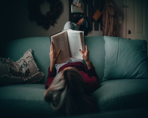 quiet evening at home after work reading